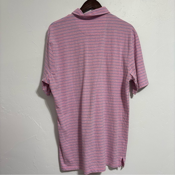 Johnnie-O Hangin' Out Men's Cotton T Shirt XL Pink Blue Stripe Polo Short Sleeve - Picture 4 of 9